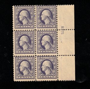 USA #529 Mint Fine Never Hinged Plate #8375 Block Of Six