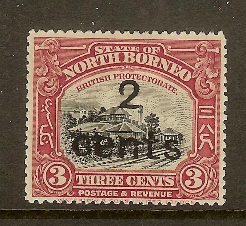 North Borneo, Scott #160, 2c on 3c Railroad Station, MH