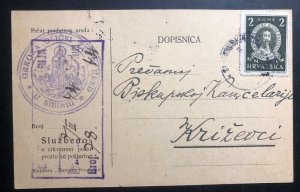 1940s Croatia Germany State Church Postcard Cover To Krizevci