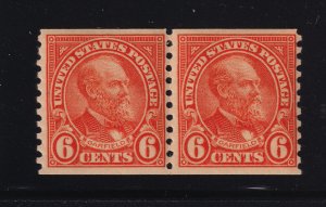 1932 Garfield 6c orange Sc 723 coil pair MNH full OG CV $32.50 (K1