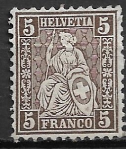 1862-64 Switzerland #43  5c Helvetia MH