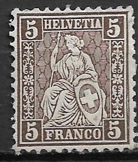 1862-64 Switzerland #43  5c Helvetia MH