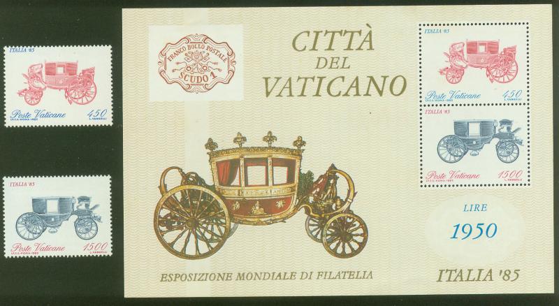 VATICAN 766-767a. ITALIA'85 PHILATELIC EXHIBITION. SS. MINT, NH. F-VF. (14)