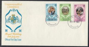 Dominica Scott 701-3 FDC - 1981 Royal Wedding