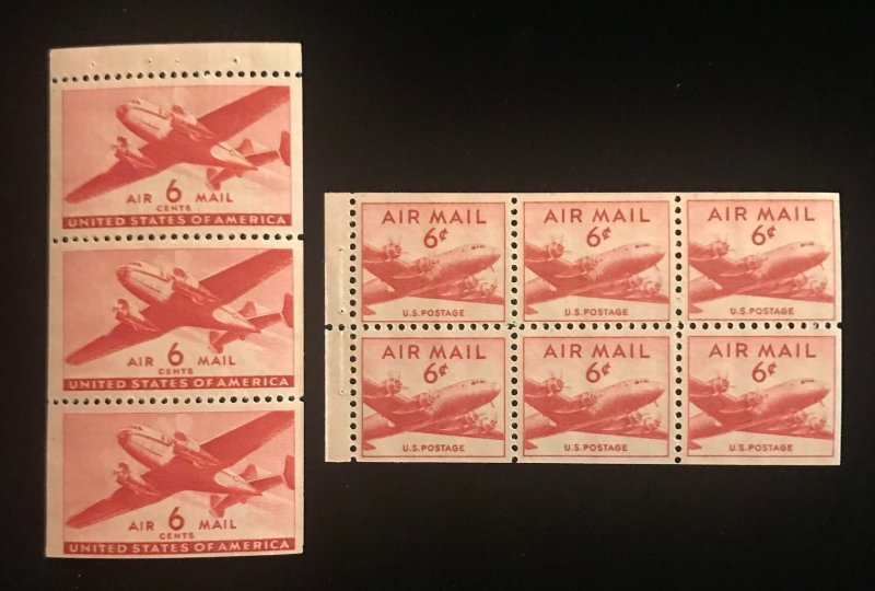 C25a & C39a, set of 2 Mint OG, Light Hinged, airmail booklet panes