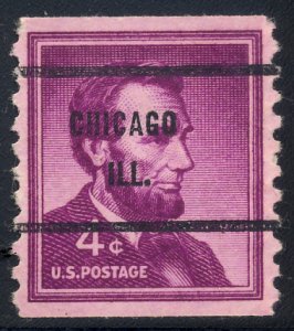 Chicago IL, 1058-61 Bureau Precancel, 4¢ coil Lincoln