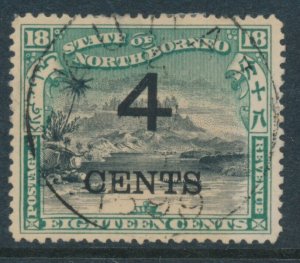 North Borneo SG 116 P14½  Sc 95 4 cents on 18c