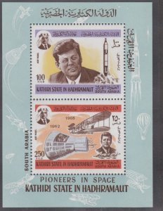 Aden - Kathiri State MiBlock16A, John F. Kennedy, Perf Souvenir Sheet Mint NH