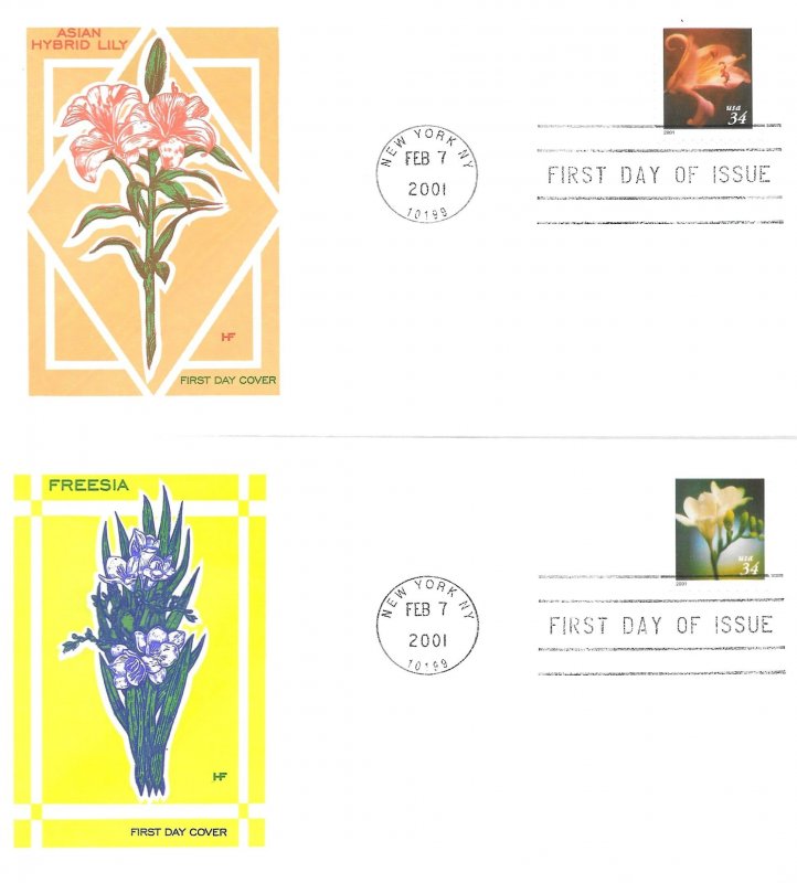 2001 FDC, #3487-3490, 34c Flowers, House of Farnam (4)