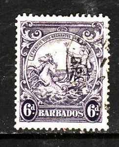 Barbados-Sc#199-used 6p violet Colony seal-id2-1938-47-