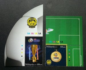 *FREE SHIP Malaysia Cup 2010 Champion 2011 Football stamp plate) MNH