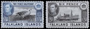 Falkland Islands Scott 101-102 (1949) Mint LH-H VF, CV $10.25 B