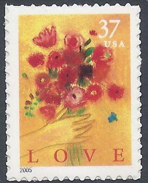 #3898 37c Love Flower Bouquet Booklet Single 2005 Mint NH