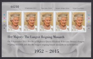 GB, ALDERNEY 2015 = Queen Elizabeth II = LONGEST REIGNING MONARCH=IMPERFORATE SS