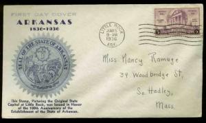 U.S. FDC #782 Planty P17a D. Kapner Cachet Little Rock, AR Arkansas Statehood