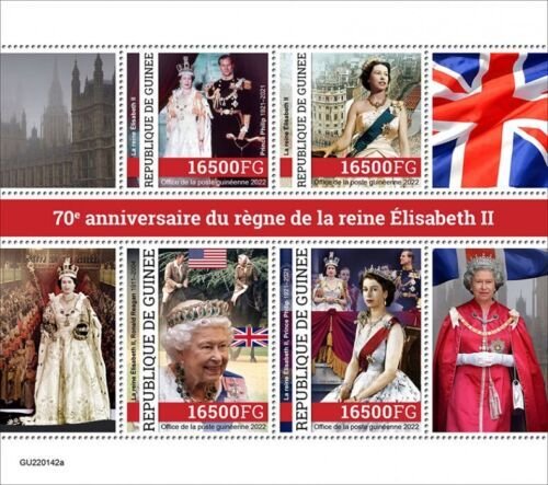 Guinea 2022 MNH Royalty Stamps Queen Elizabeth II Platinum Jubilee 4v M/S 