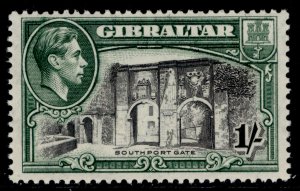 GIBRALTAR GVI SG127b, 1s black & green, NH MINT.