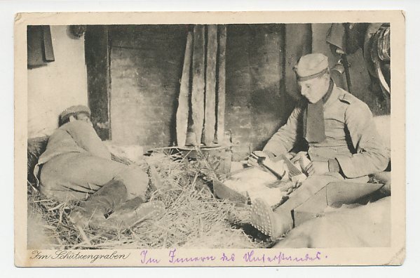 Fieldpost postcard Germany 1915 Soldiers in Trenches - WWI