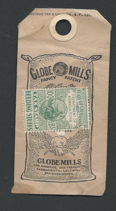 CA FE8 or CA FE8a 1935 Feeding Stuffs on a Globe Mills tag 