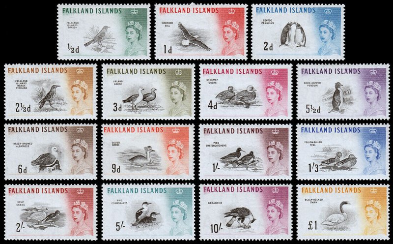 Falkland Islands Scott 128-142 (1960) Mint H VF Complete Set M