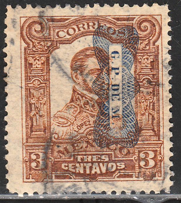 MEXICO 519, 3c Corbata reading down Used. F-VF. (214)