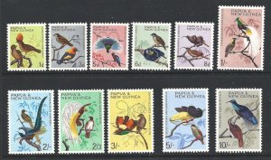 1964-65 PAPUA NEW GUINEA - Uccelli - Yvert and Tellier no. 62/72 - 11 values - M