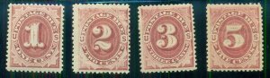 US #J22-5, 1¢-5¢ bright claret, Complete low vals, og, hinged, VF Scott $230.00