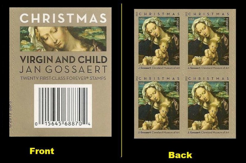 US 4815 Christmas Virgin & Child forever label block (4 stamps) MNH 2013