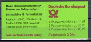 Germany Bund Scott # 1231c, used, cpl stamp booklet Michel # MH24eK1