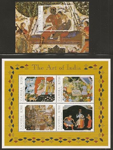 Zambia 727-8 1998 Art of India m/s and s.s. NH