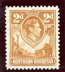 Northern Rhodesia 1938 KGVI 2d yellow-brown superb MNH. SG 31. Sc 31.