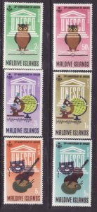 Maldive Is.-Sc#195-200- id11-unused NH set-UNESCBirds-Owls-1966-