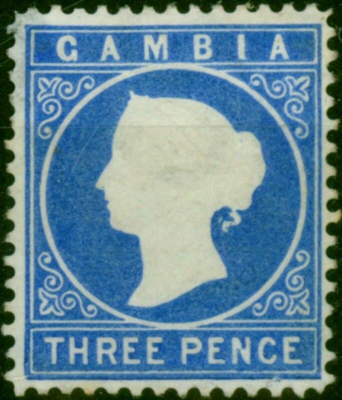 Gambia 1880 3d Bright Ultramarine SG14a Wmk Sideways Good MM CV £550