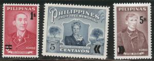 Philippines Scott 872-874 MH* 1962-63 surcharge  set