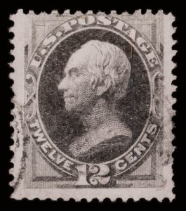 United States #162 Used  very good to fine   Cat$135 1873, 12¢ blackish violet