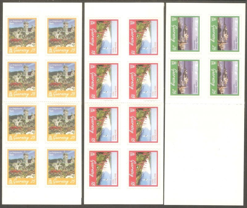 GUERNSEY Sc# 593a - 595a MNH FVF Set3 x Booklet Compl Architecture Scenic Views