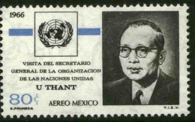 MEXICO C316, Visit of U Thant Secr General the U Nations MINT, NH. VF.