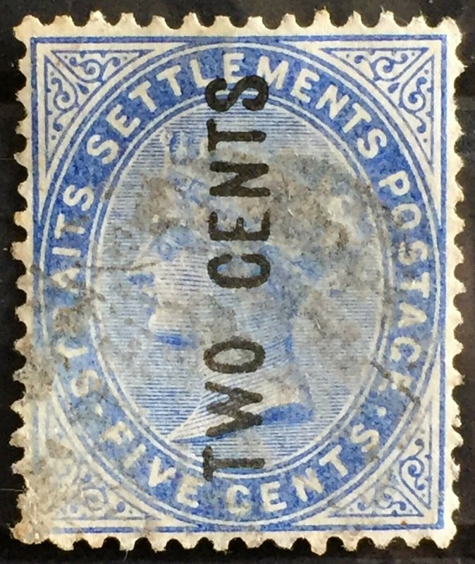 Malaya Straits Settlements 1884 QV 2c on 5c Used SG#76 M2076