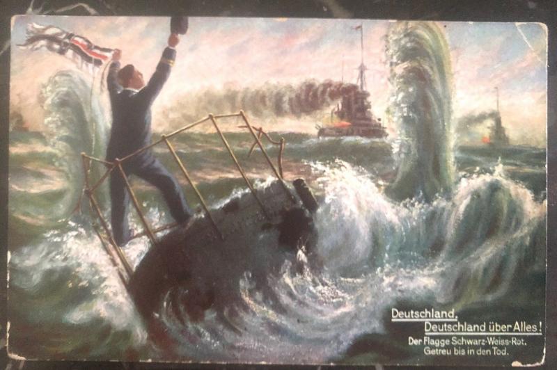 1910s Germany Navy Post Office Picture Postcard Cover U Boat Submarine above all