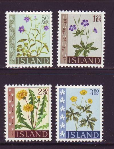 Iceland Sc 329-32 1960-62  Flowers  stamp set mint NH