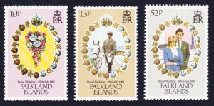 Falkland Is. Charles and Diana Royal Wedding 3v 1981 MNH SC#324-326 SG#402-404