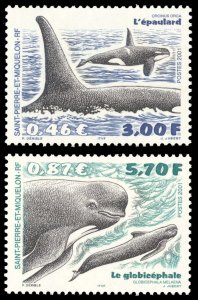 St. Pierre & Miquelon WHALES 2001 Scott #702-703 Mint Never Hinged