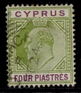 CYPRUS EDVII SG66, 4pi olive-green & purple, FINE USED. Cat £20.