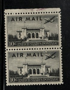 USA Scott Used C34 Used Airmail pair few scuffs at right.