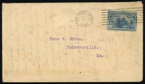 USA #230 Columbus 1c Postage 1894 Cover from Detroit to Rohrersville Trego