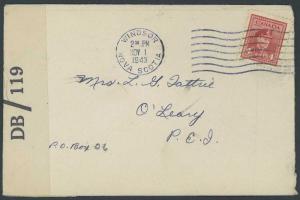 CANADA   KGVI 1943 Windsor, N.S., Censor Cover