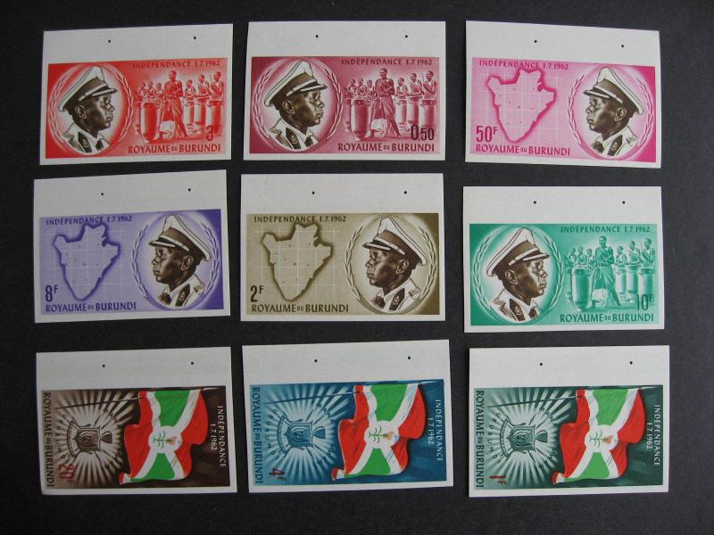 Burundi, independence set Sc 25-33 imperf MH (stamp MNH margin is MH)  