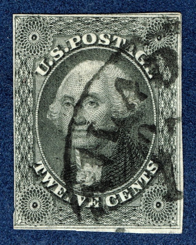 [0993] 1851 Scott#17 used 12¢ black cv :$250