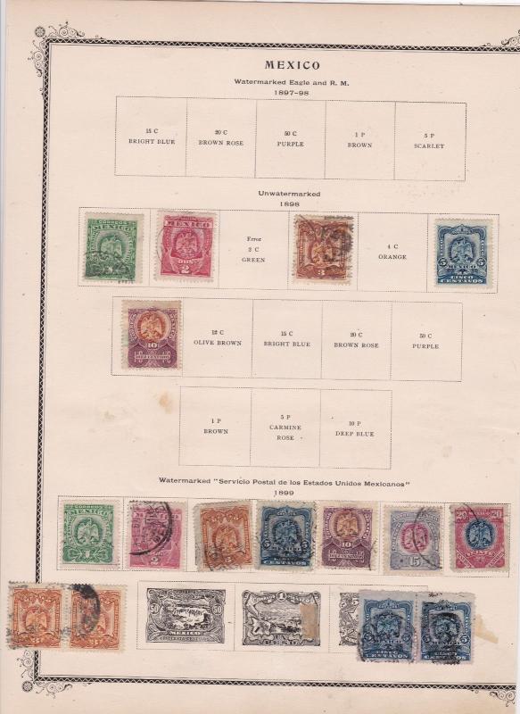 mexico stamps on 2 album page ref 13461