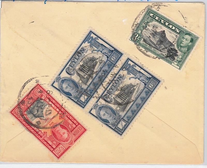 56521  -    CEYLON  - POSTAL HISTORY:  COVER to the USA 1948 - ELEPHANT